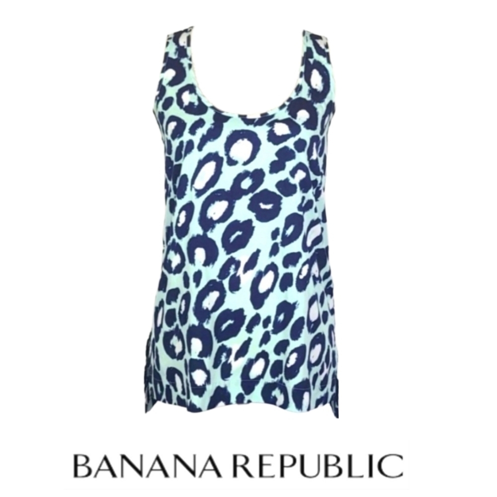 Banana Republic Retro Teal Leopard Print Top in Multi, Size XS